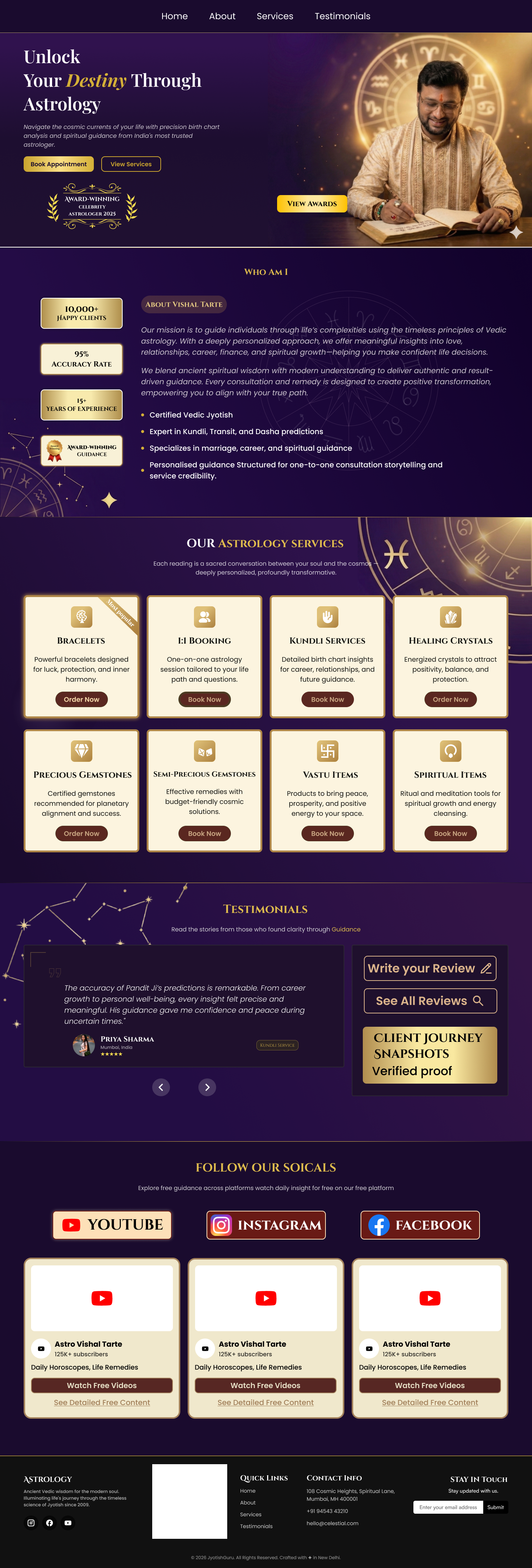 Astrology Dashboard Screens